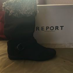 black faux fur vegan suede slouch boots 