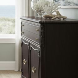 Black Washed Cherry Buffet Sideboard 1920’s-40’s Custom Refinish to Showcase Wood by Bernheardt Furn