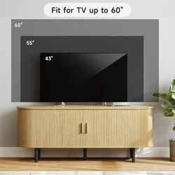 B155 $120   55" TV Stand with Power Outlet for TVs up to 60 Inch, Entertainment Center with Storage and Adjustable Shelves, Modern Media Console with 
