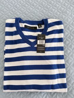 Tommy Hilfiger Striped V-Neck Sweater Large