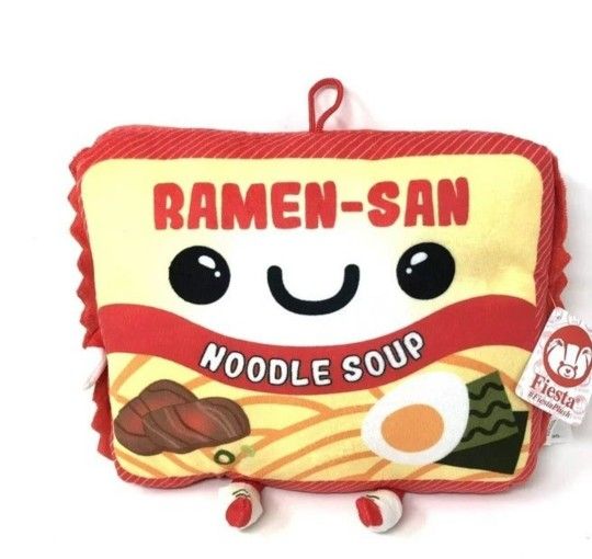 Top Ramen-San Beef Flavor Noodle Soup Fiesta Plush Pillow Giant 24X20” Soft Red