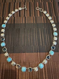 Marahlago Larimar Blue Topaz Statement Necklace 18”
