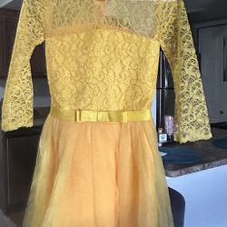 Girl Dress Yellow Color Long Sleeve 