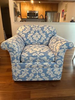 Blue and white armchair