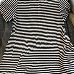 Striped Navy & White T-Shirt Dress, Size L