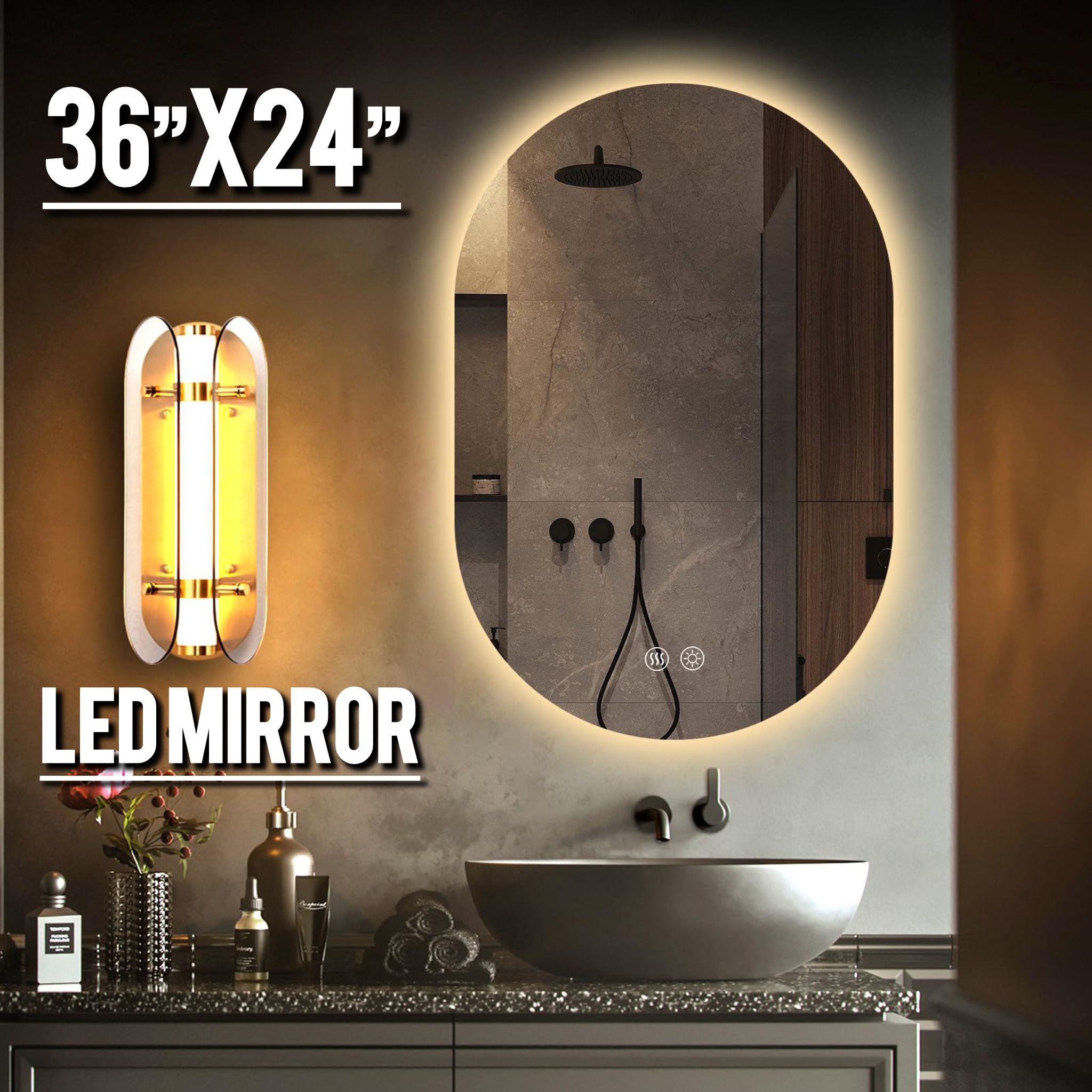🎉 BRAND NEW 36x24” LED ARCHED BATHROOM MIRROR — MODERN & BRIGHT! 🔥