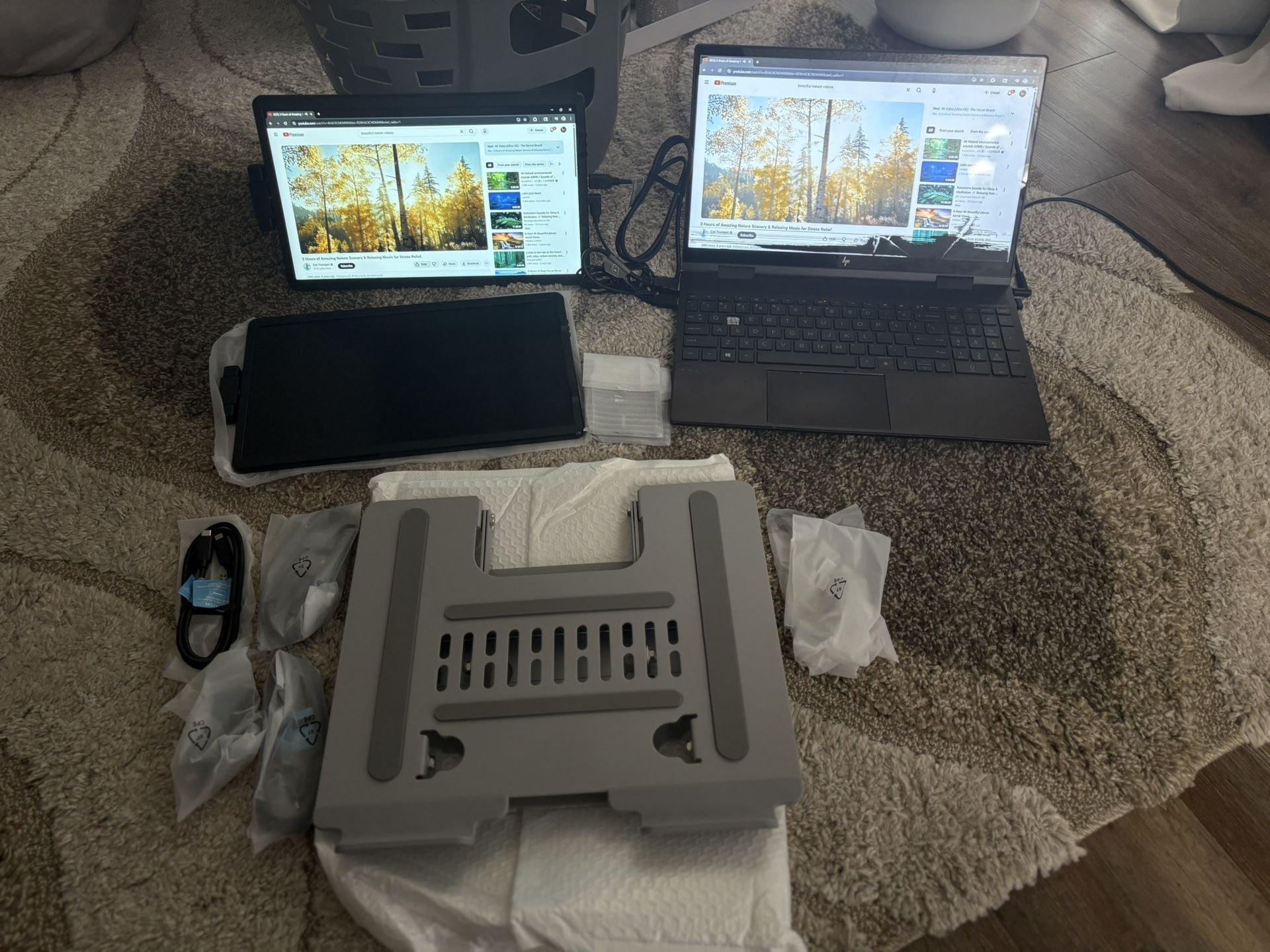 Portable Laptop / Monitor 14.1” Dual Screens With Stand
