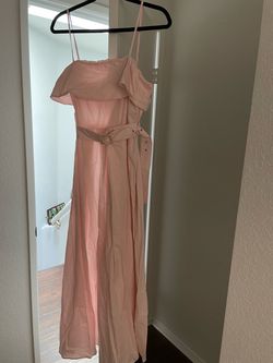Pink Ruffle Off-Shoulder Maxi Dress