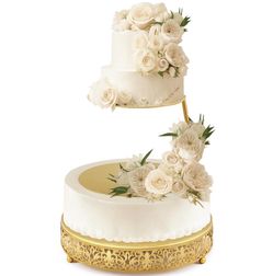 LemonRoad 2 Piece Gold Floating Cake Stand Spacer Separator, 6 8 12 Tiered Wedding Cake Stand Round Dessert Display For Birthday Centerpiece Anniversa