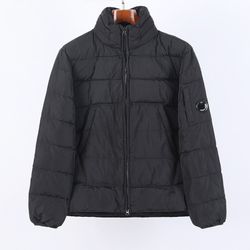 Cp Company Black Stand Up Collar Zipper Down Jacket
