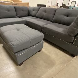 Nice Grey Sectional On Sale 3 Left  Must Sell  Ottoman Included  $700  Can Deliver 