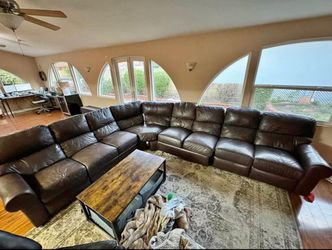 Large Brown Leather Sectional Sofa