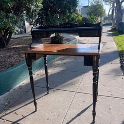 Ethan Allen Hitchcock Style Stencil Gilt and Ebonized Decorated Ladies Writing Desk