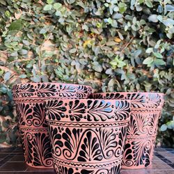 Set of 3 Talavera Vase Pot Planters