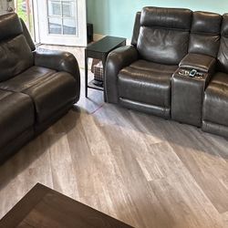 Leather Power Recliner Set