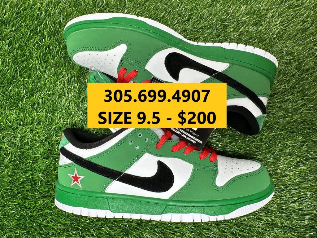 NIKE SB DUNK LOW HEINEKEN GREEN RED BLACK WHITE NEW SALE SNEAKERS SHOES MEN SIZE 9.5 43 A5