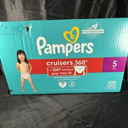 Pampers Cruisers 360 Diapers - Size 5 - 100 Count * Beat Up Box*
