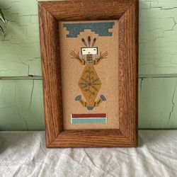 Vintage Navajo Native American Indian Art Sand Painting “Mother Earth”