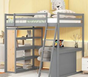 Full Size Kids Loft Bed With Desk