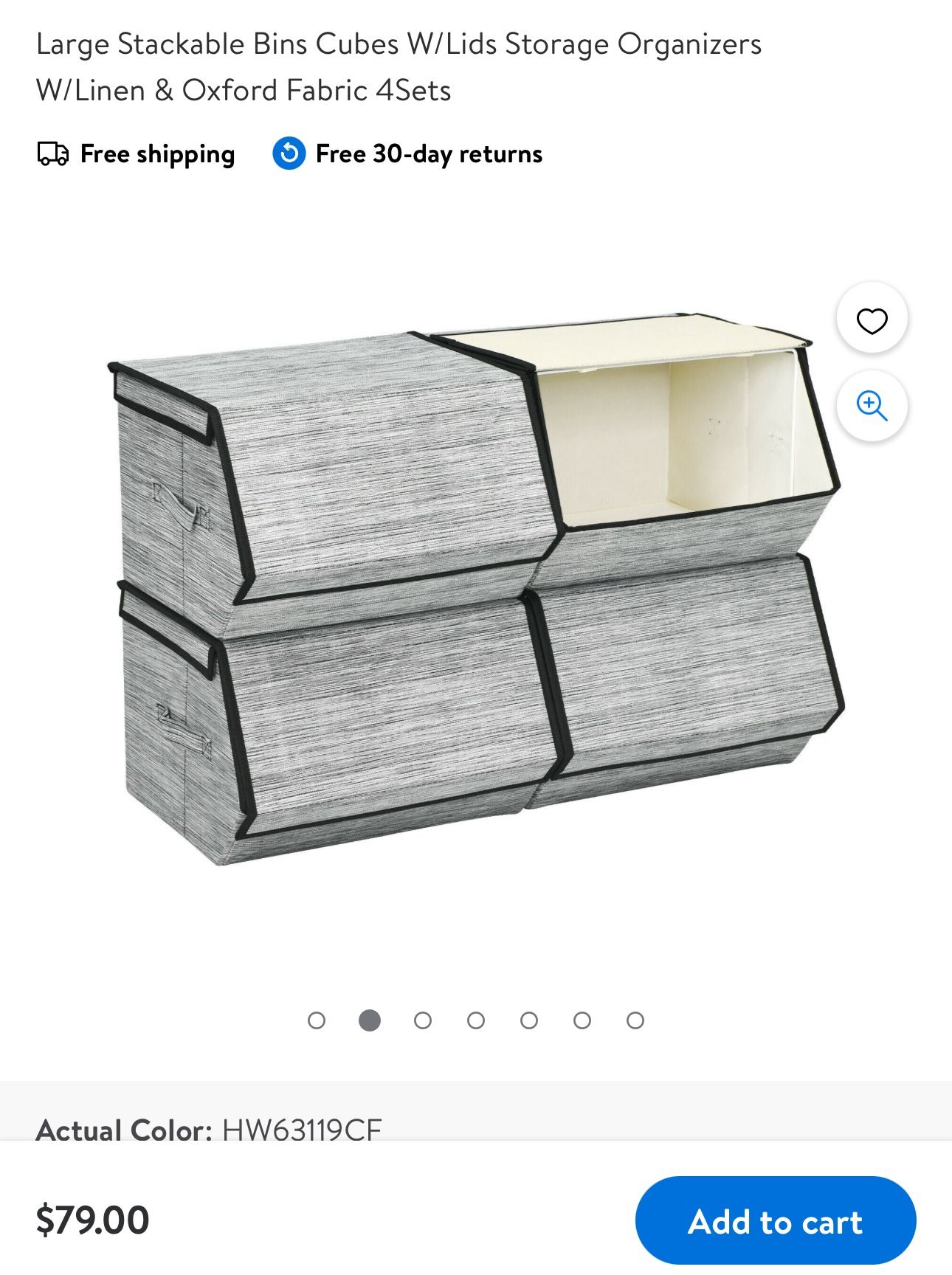 Large Stackable Bins Cubes W/Lids Storage Organizers W/Linen & Oxford Fabric 4Sets NEW