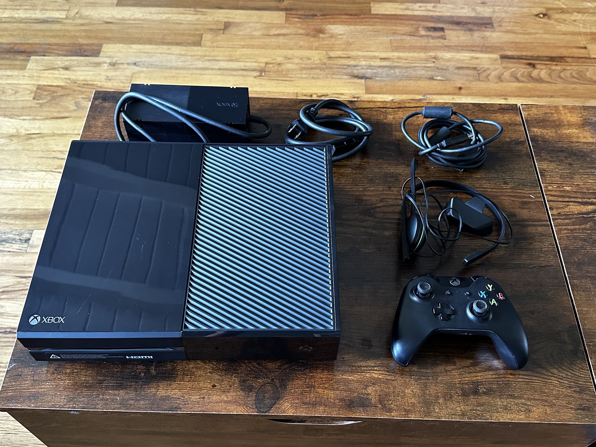 XBox One With Controller, Headset, And Cables