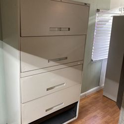 Beige Filing Cabinet Doors Open Up 