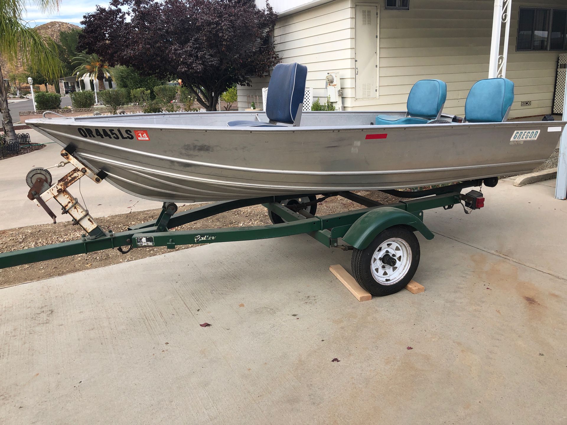Gregor 12 foot Aluminum boat and trailer