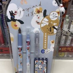 Gaspard Et Lisa Official Flower Pen Set With 4 refill blue inks, 2 Packs