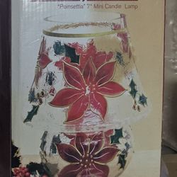 Holiday Home Poinsettia 7" Mini Candle Lamp. 