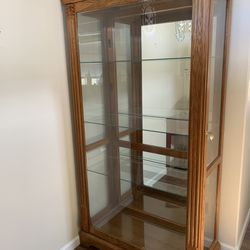 Large Oak Cabinet With Sliding Door