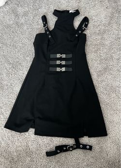 Lychee Black Halter Dress W Leg Strap