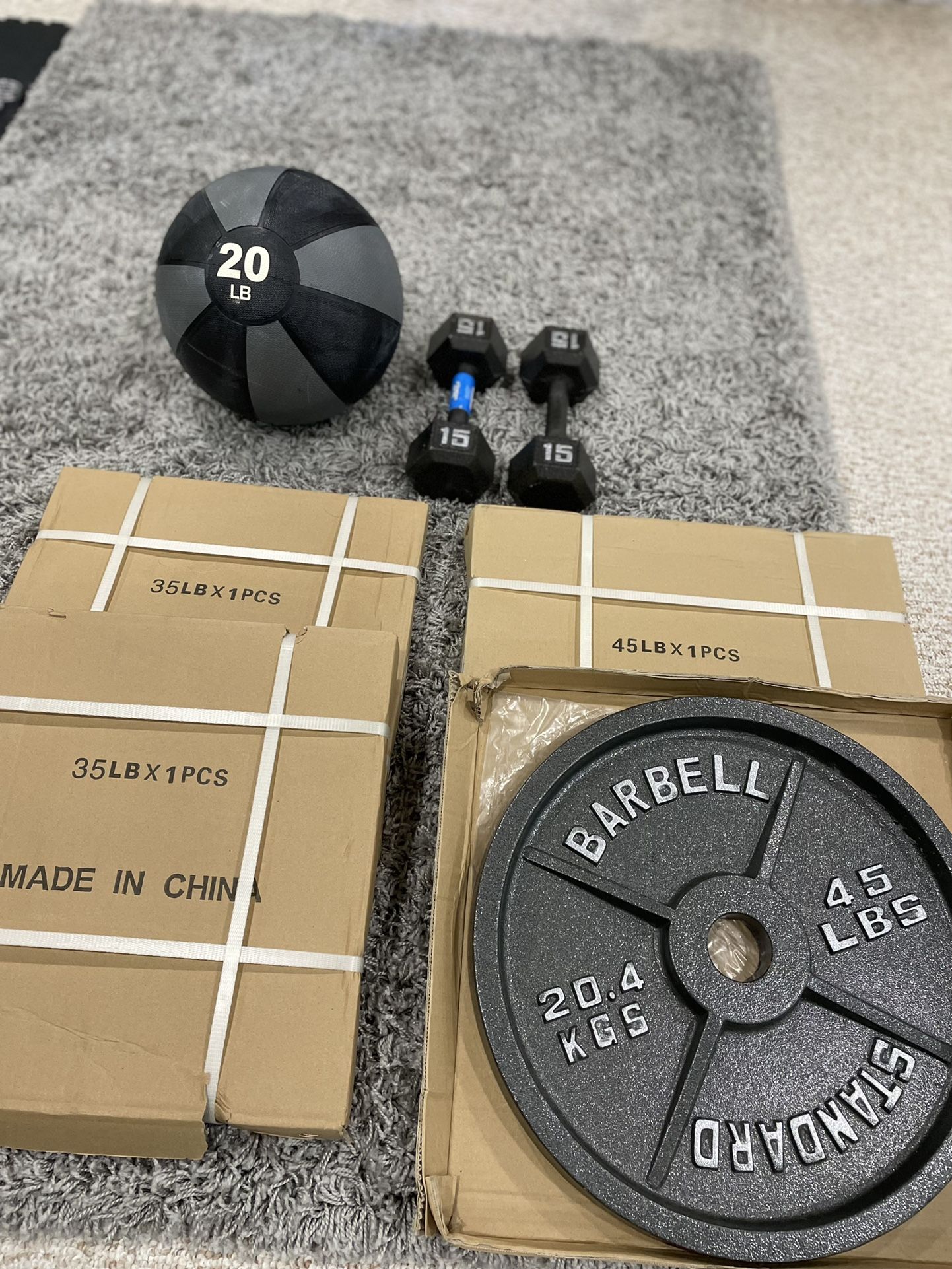 Weighted Plates, Dumbbells, and Medicine Ball 