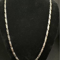 10k White Gold Bar link chain