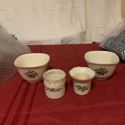 Lenox Accessories 2 Candle Holder & 2 Small Candy Dishes 