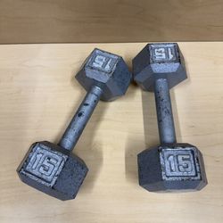 2— 15 Pound Dumbbells Weights