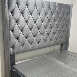 King Size Grey Velvet Bed 🛏 