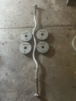Weider Curl Bar and 40lb Weight Set