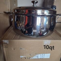 Cacerola De 10qt  De Acero Inoxidable  5ply Vida Sana 