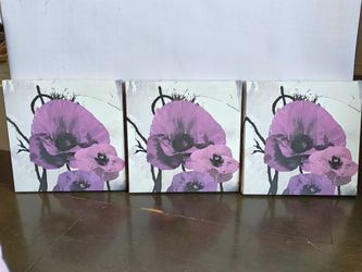 Wall Art Red Poppy Flowers 3 Piece 