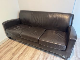 Dark Brown Leather 3-Seat Sofa
