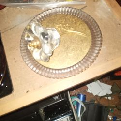 A Glass And Brass Vintage Vanity Powder Dish