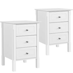 RAAMZO 3 Drawer Nightstand Set of 2 with Solid Wood Legs, Wooden Bedside Table with Spacious Storage Drawer for Bedroom, Night Stand Bedside Cabinet f