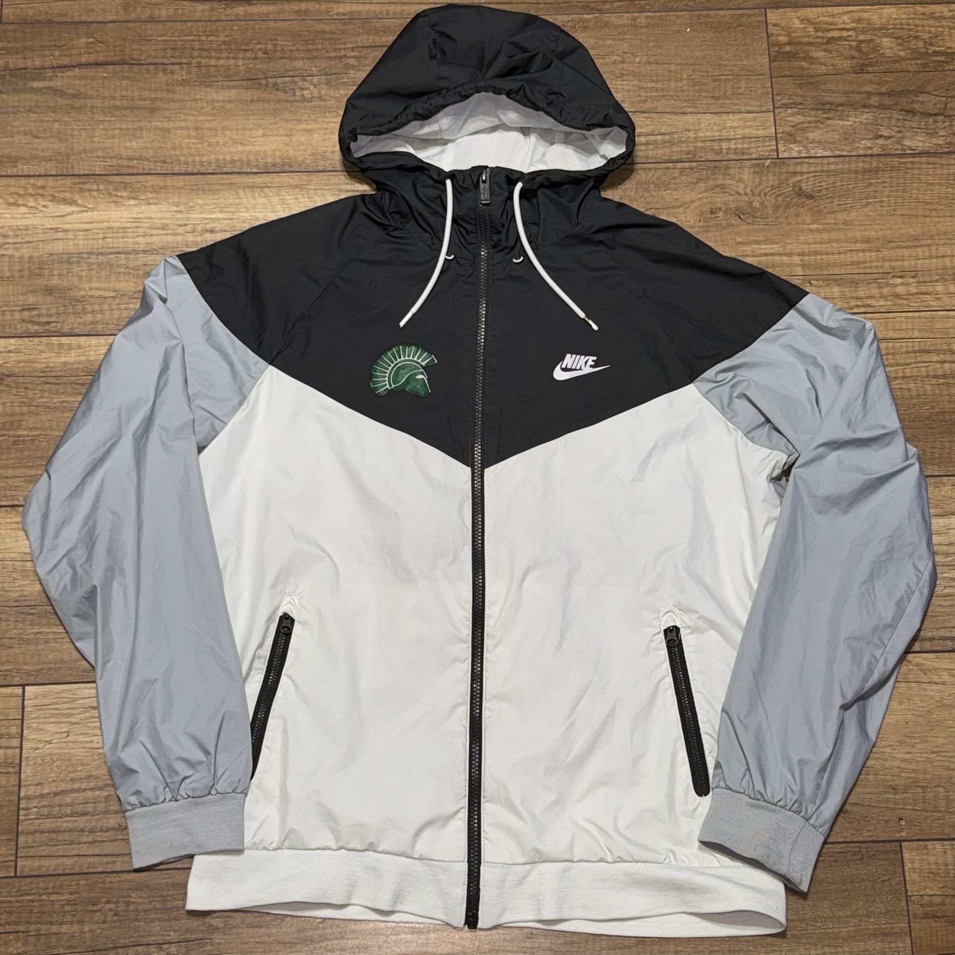 Nike Michigan State Spartans Windbreaker Full Zip Hoodie Jacket Mens Medium