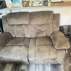 Reclining loveseat and sofa with USB charger ports