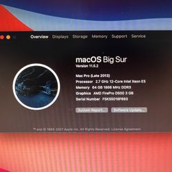 mac pro 2013 12 core 64gb 2tb ssd