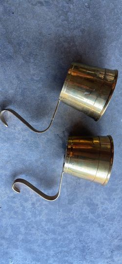 Brass Hanging Planter Pots with S-Hooks – Set of 2