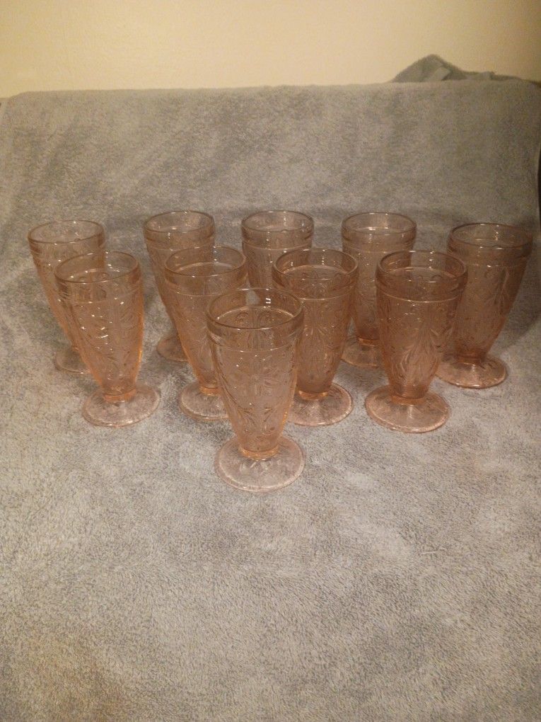 Tiara Sandwich Footed Iced Tea Glasses Set Of 10