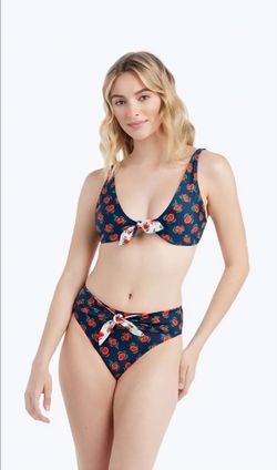 Summersalt Jetset Bikini Fruit/Floral Bikini Set in Blue & Orange Size 8 NWT