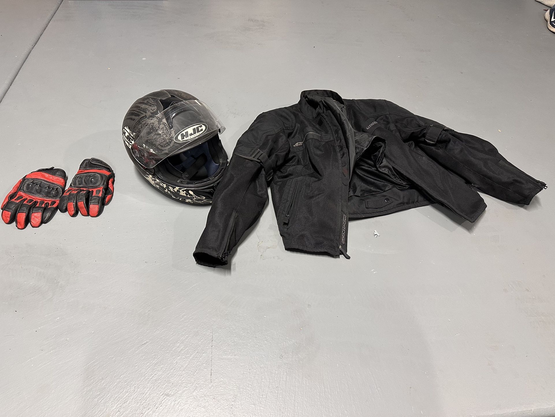 Motorcycle Riding Gear – Jacket, Gloves, Helmet (Bundle or Separate)