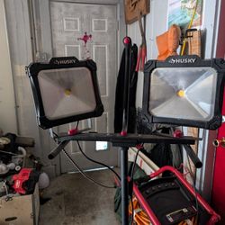 Dual Husky Work Lights On Stand 